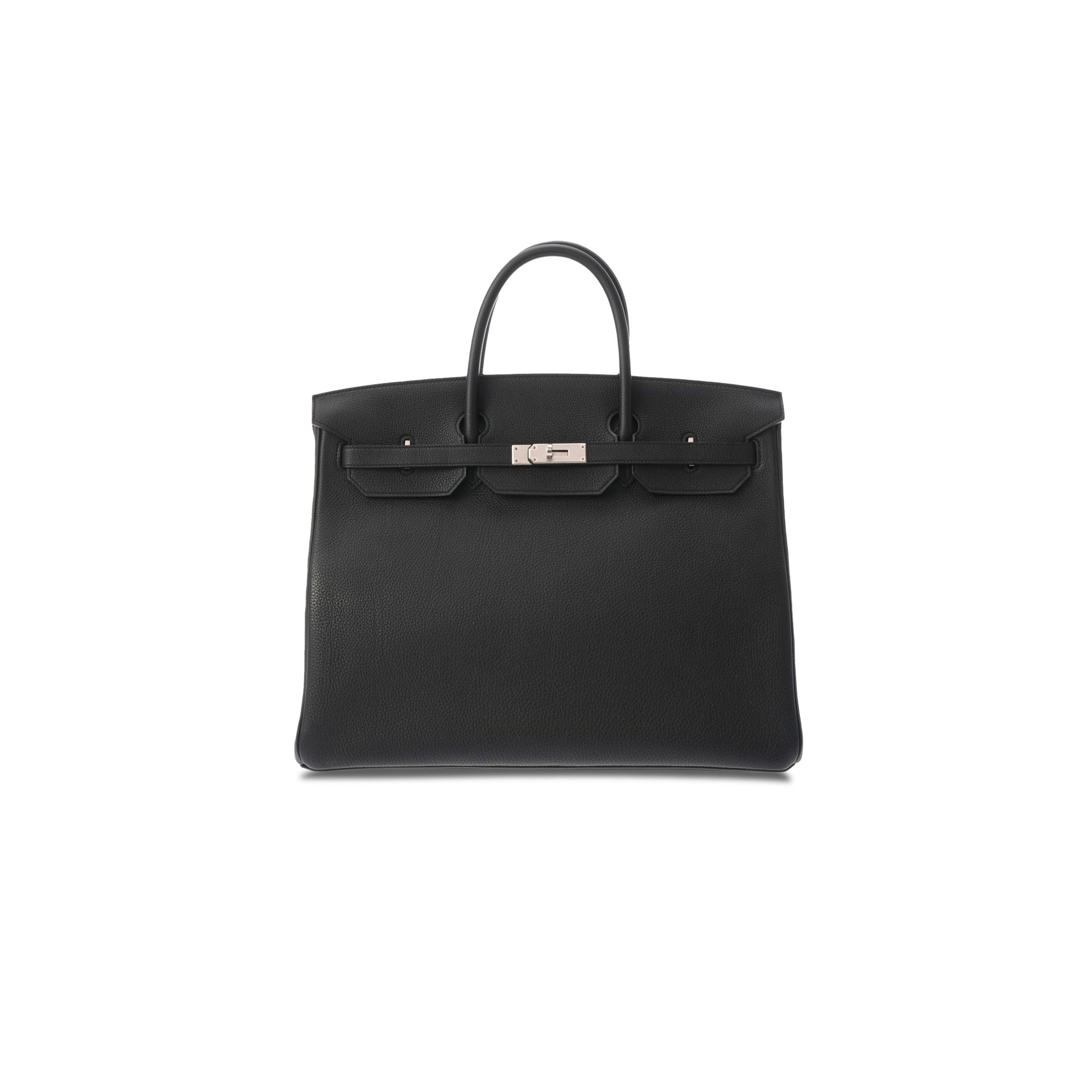 HERMES MASTER BIRKIN 40 89 NOIR BLACK LEATHER SILVER BUCKLE BAG 635330 (40*30*21cm)